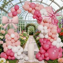 116pcs Pink Princess Theme Balloon Garland Arch Set, Pink Bow Balloons With Foil Explosion Balloons, For Dreamy Princess Theme Birthday, Wedding, Bridal Shower, Baby Shower And Anniversary Celebration - View 6