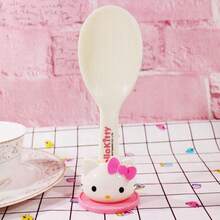 Sanrio 1pc Cute KT Cartoon Heat-Resistant Plastic Non-Stick Rice Spoon, Easy To Clean Serving Spoon - KT Cat - View 4