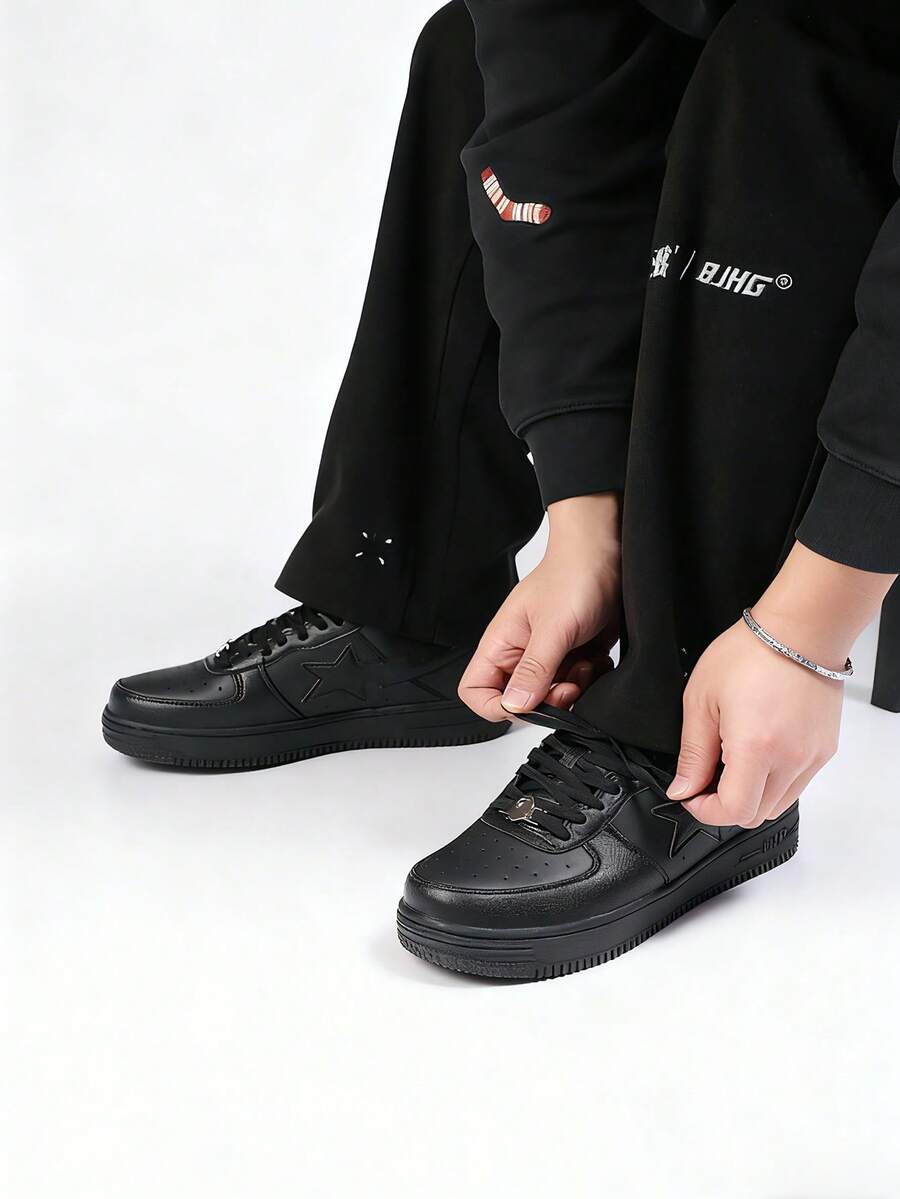 Zapatillas de moda cómodas y de corte bajo, unisex - Negro - Ver 1