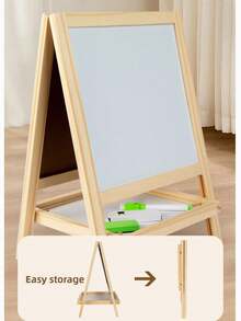 1pc Kids Wooden Desktop Painting Easel With Chalkboard And Whiteboard, Includes Chalk, Markers, Eraser, Magnetic Letters For Classroom Desk Easel - Multicolor - View 2