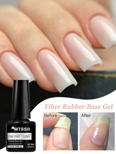 MTSSII 7ml 二合一纤维橡胶底胶 - 修复并强化受损指甲，多色可卸 UV/LED 功能凝胶