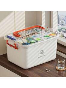 1pc Large Capacity Home Medicine Cabinet, Multi-Layer First Aid Box, Portable Small Medicine Box, Family Carry Medical Kit - Random Color - View 2