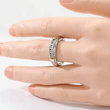 Nhẫn đính đá Cubic Zirconia hai tông màu lấp lánh, thiết kế tròn, thời trang cho tiệc tùng, lễ đính hôn, đám cưới, trang sức. - Hai màu - Xem 6
