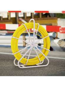 Fish Tape Fiberglass, 492 Ft, 5/16 In, Duct Rodder Fishtape Wire Puller, Cable Running Rod With Steel Reel Stand, 3 Pulling Heads, Fishing Tools For Walls And Electrical Conduit, Non-Conductive - Yellow - View 9