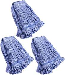 String Mop Heads Replacement Heavy Duty Commercial Grade Blue Cotton Looped End Wet Industrial Cleaning Mop Head Refills (3, Medium) - MàuB - Xem 1
