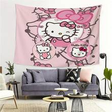 SANRIO 1件三丽鸥Hello Kitty挂毯 | 可爱卡通动漫粉色墙挂毯，适用于卧室、客厅、宿舍装饰，可爱角色艺术家居美学装饰，送给粉丝和朋友的礼物，涤纶材质 - 彩色 - 查看 6