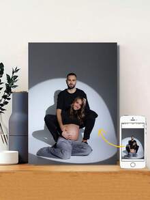 Customizable Wooden Frame Canvas Wall Art - Personalized Family Portraits And Action Photos, Printing, Suitable For Living Room, Bedroom Or Home Office Decor, Cozy Room Accent, Quality Reproduction Framed Canvas Painting - Multicolor - View 7