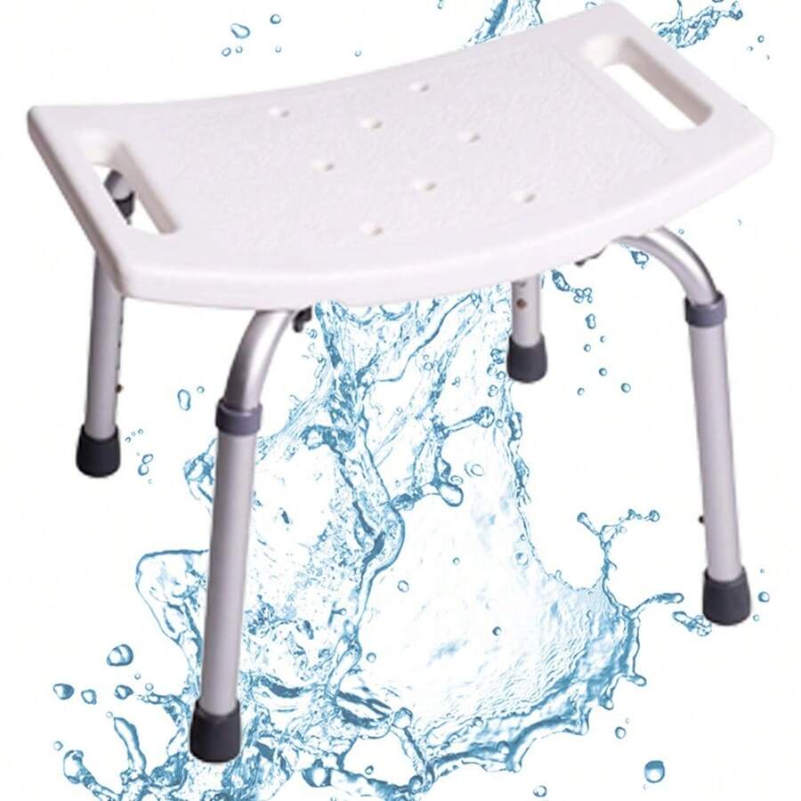Aluminium Portable Shower Chair Seat Bath Stool Adjustable Disability Non Slip - white - View 1