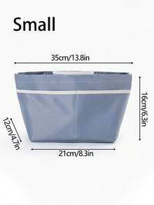 1pc Nylon Tote Bag Inner Liner Organizer, Multi-Functional Storage Pouch For Cosmetics And Daily Necessities, Machine Washable, Minimalist Design With Smooth Texture - Blue - View 10