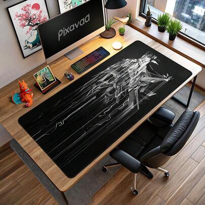 1pc Premium Mechanical Wolf Design Extra Large Computer Mouse Pad, Unique Mechanical Animal Print Desktop Decor, Cyberpunk Gaming Room Decoration, Big Size Gaming Mouse Pad, Perfect Gift For Boyfriend