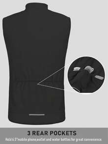 Qualicos Men's Reflective Running Cycling Vest, Sleeveless Bike Jersey Black - Black - View 3
