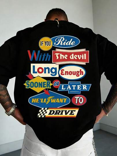 Men's Racing Car Graphic T-Shirt, Retro Round Neck Short Sleeve Tee