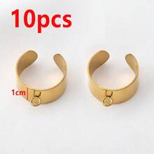 10pcs Stainless Steel Rings With Holes, Open Adjustable Rings, Suitable For DIY Jewelry Making - Ring Setting - View 9