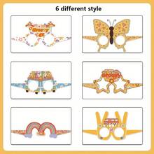 6/12 piezas Gafas de papel con temática hippie y retro, 2 piezas de gafas decorativas de colores para fiestas divertidas, adecuadas para decoración de fiestas de cumpleaños retro, fiestas hippie y gafas de papel - 6 piezas B - Ver 5