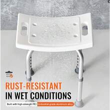 Aluminium Portable Shower Chair Seat Bath Stool Adjustable Disability Non Slip - white - View 5