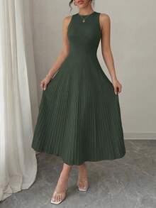 PRETTYGARDEN Women's Summer Dresses Casual  Business Work Midi Sleeveless A Line Pleated Evening Elegant Dresses Cocktail Wedding Guest Graduation Dress Dresses For Women - 軍綠色 - 查看 3