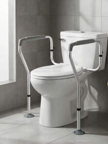 Marco de del inodoro,Marco de Ajustable de Acero Inoxidable para Baño con Reposabrazos y Barra - Mango de Apoyo para Ancianos, Discapacitados y Personas con Discapacidad - No Necesita Energía, 1pc - A - Ver 1