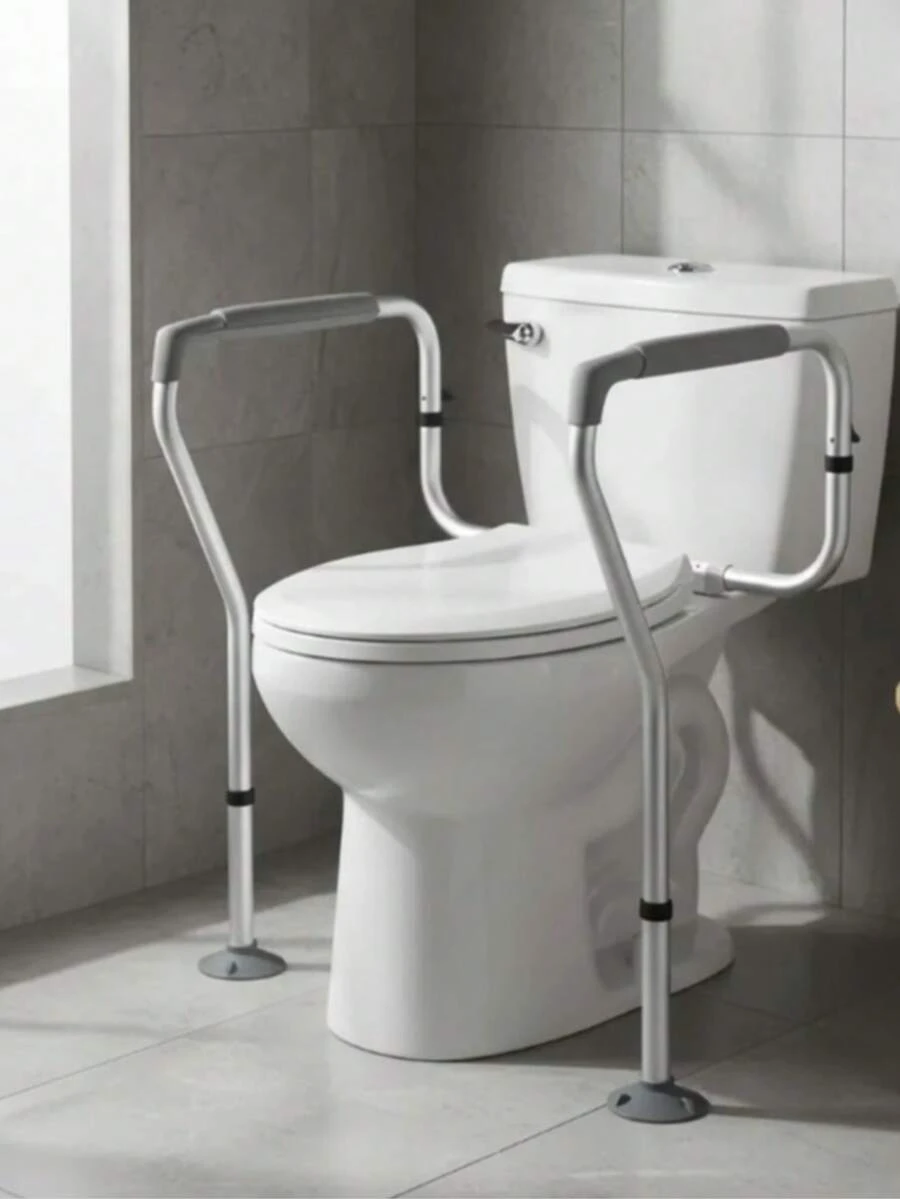 Marco de del inodoro,Marco de Ajustable de Acero Inoxidable para Baño con Reposabrazos y Barra - Mango de Apoyo para Ancianos, Discapacitados y Personas con Discapacidad - No Necesita Energía, 1pc - A - Ver 1