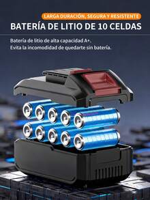 hidro lavadora recargable,hidrolimpiadora portátil, boquilla eléctrica de alta potencia, batería recargable, para limpieza de coches, suelos, jardines - Negro - Ver 8