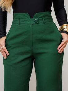YING ZI Tailored Dress Pants Marrant Fermer Mode - Dark Green - View 4