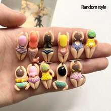 可爱游泳冰箱贴家居装饰礼品，卡通游泳图案，创意游泳图案冰箱贴，可爱海滩游泳装饰冰箱贴家居装饰磁性贴纸（随机款式） - 彩色 - 查看 2