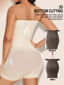 Women's Shapewear Rompers Strapless Bodysuit Shaper Jumpsuits Suitable For Outdoor Wear Body Shaper Bodysuit With Tummy Control, Butt Lifter, Chest Wrap,Plus Size, - 米色 - 查看 4