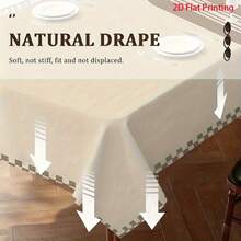 1pc Elegant Beige & Brown Tablecloth - Soft, Durable, Easy-Clean Polyester, Rectangular & Round Dining Table Cover For Indoor\Outdoor Use, Perfect For Home, Restaurant - Nhiều màu - Xem 4