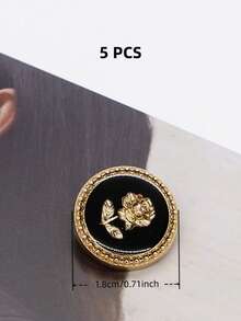 5/10颗装金属圆形玫瑰花按扣，适用于外套、夹克、开衫、衬衫、DIY服装、工艺品、美术用品、缝纫配件 - 圓形-玫瑰花 - 查看 13