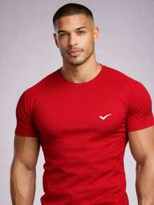 Men's Dry Fit Plain T-Shirt - Casual Workout Gym Sports Exercises Running Everyday - Đỏ - Xem 4