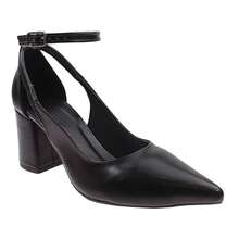 Women's Medium Square Block Heel Stiletto Sandal With Ankle Buckle Closure, Pointed Toe, Comfortable - Black - View 3