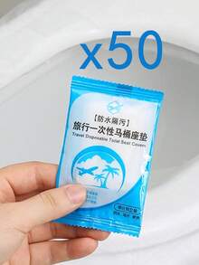 1-50片装一次性透明塑料马桶座垫，易于清洁，防水旅行卫生垫带衬里，经济实惠的家居用品，浴室装饰，秋季装饰 - 彩色 - 查看 10