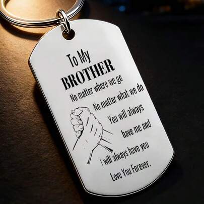 For My Brother Brotherly Love Message, Stainless Steel Friendship Keychain Perfect For Birthdays, Holidays, Thanksgiving, And More Brotherly Gift