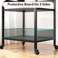 Soporte para Impresora con Tomas de Corriente, Mesa de Impresora rodante de 3 Niveles con Ruedas bloqueables, Carrito de Impresora Resistente con estantes Ajustables, Carrito de - Negro - Ver 8