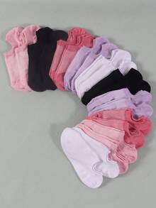 10/20 Pairs Multicolor Women's Boat Socks, Summer Thin Breathable Low-Cut Non-Slip No-Slip Heel Invisible Short Socks - Multicolor - View 11
