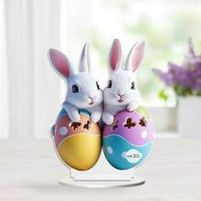 New Cross-Border Easter Bunny Figurine Desktop Decor Set, 2D Acrylic Desktop Decoration, Room Decor, Home Decor - 1PC - View 2