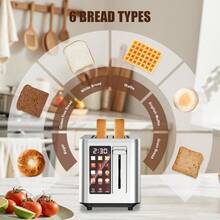 2 Slice Smart Touchscreen Toaster, 304 Stainless Steel Toaster, 6 Bread Modes & 6 Browning Levels, Extra Wide Slots, Bagel/Reheat/Defrost, Removable Crumb Tray, Compact Home Appliances Countertop Toaster, Tostadora De Pan - US A Type Plug(110-127V) - View 5