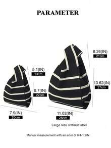 Tas Tangan Mini Ringan Lipat Lucu Berwarna Biru Resin Berongga Bernapas Rajutan Kontras Warna, Cocok Untuk Liburan, Pemotretan Foto, Sekolah Untuk Siswa Perempuan - Hitam dan Putih - View 2