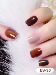 Semi Cured Gel Nail Strips, 20Pcs Long Lasting Salon Quality Wraps, Easy Apply & Remove Gel Nail Stickers With UV Light - Redwood - View 5