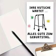 1pc Funny German Humor Birthday Greeting Card - "Wish You More Parties" Foldable Design, Humorous Aging Milestone Wishes For Friends And Family, Birthday Card, Lively Illustration, Vibrant Envelope - Sets - View 3