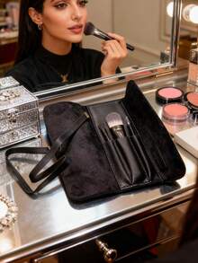 Yves Saint Laurent 3 PiecesEssential Brush Set - Lip, Eyeshadow & Foundation Brushes, All-In-One Makeup Kit YSL-GIFT-89 - Black - View 2