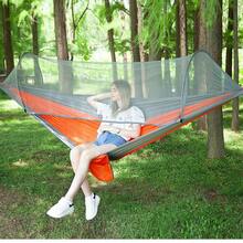 2-Person Camping Garden Hammock With Mosquito Net, Outdoor Furniture Bed, Parachute Fabric, Sleeping Swing, Portable Hanging - Multicolor - View 16