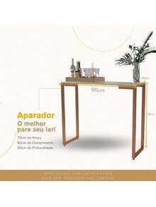 Industrial Buffet Side Table 90x30x76 Cm – Steel Frame With Dark Beige Legs - Beige - View 2