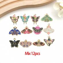 1pack Enamel Butterfly Moth Charms Gothic Charms Enamel Butterfly Pendants Alloy Insect Charms Metal Animal Charms For Jewelry Necklace Bracelets Earrings Making DIY Crafts - Multicolor - View 9