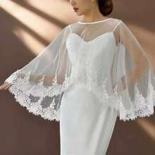 New Vintage Lace Bridal Shawl, Wedding Dress Accessory, Cape Overlay - 多顏色 - 查看 9