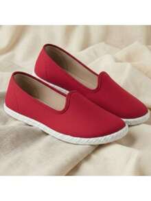 Kit Of 2 Pairs Of Women's Casual Flexible Lightweight Soft Comfortable Flats - Đen + Đỏ - Xem 4