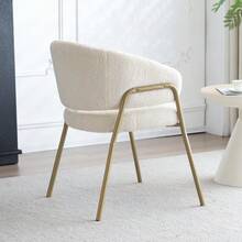 White Dining Chair, Modern Velvet Spray Gold Dining Chair In Gold Finish (1 Pc), Dining Chair With Golden Legs - White - View 2