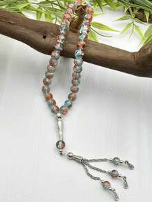 45颗10毫米3珠玻璃裂纹质感念珠手链，穆斯林念珠，中东阿拉伯念珠 - 彩色 - 查看 2