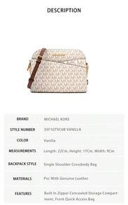 Michael Kors Jet Set Travel Printed Women's Single-Shoulder Crossbody Bag 35F1GTVC6B VANILLA - 香草色35F1GTVC6B VANILLA - 查看 6