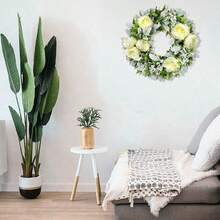 Artificial Spring Wreaths For Front Door 18 Inch Peony Wreath Summer Wreath With Peony Flower For Front Door Indoor Outdoor Wedding Home Wall Window Festival Decoration - B - 查看 9