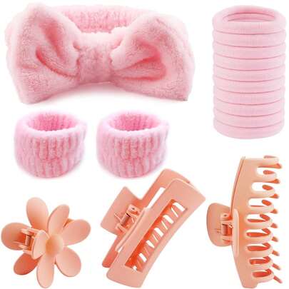 16 piezas Diademas suaves, Aros elásticos para el cabello, Pasadores de cabello esponjosos, Pasadores de cabello grandes mate, Ligas de cabello de alta elasticidad, Diademas para el cuidado de la piel, Belleza, Productos para el cuidado de la piel, SPA, Autocuidado, Herramientas para el cuidado de la piel, Cuidado facial, Suministros para esteticistas, Piel, Limpiador facial, Cuidado facial